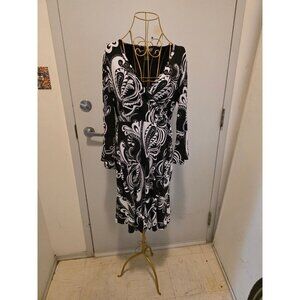 Spense Women's Dress Black White Size 8 Paisley Wrap